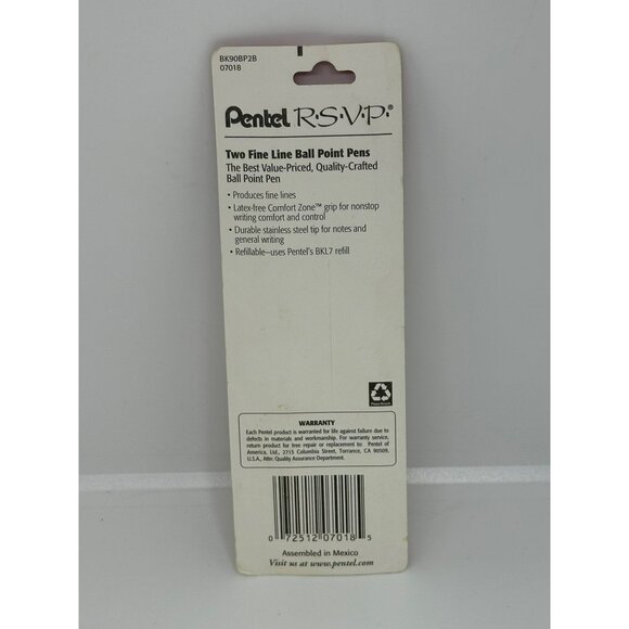 NEW Pentel R.S.V.P. Red Ink Ballpoint Pens Fine Point 2-Pack | Latex-Free Grip - Picture 4 of 7